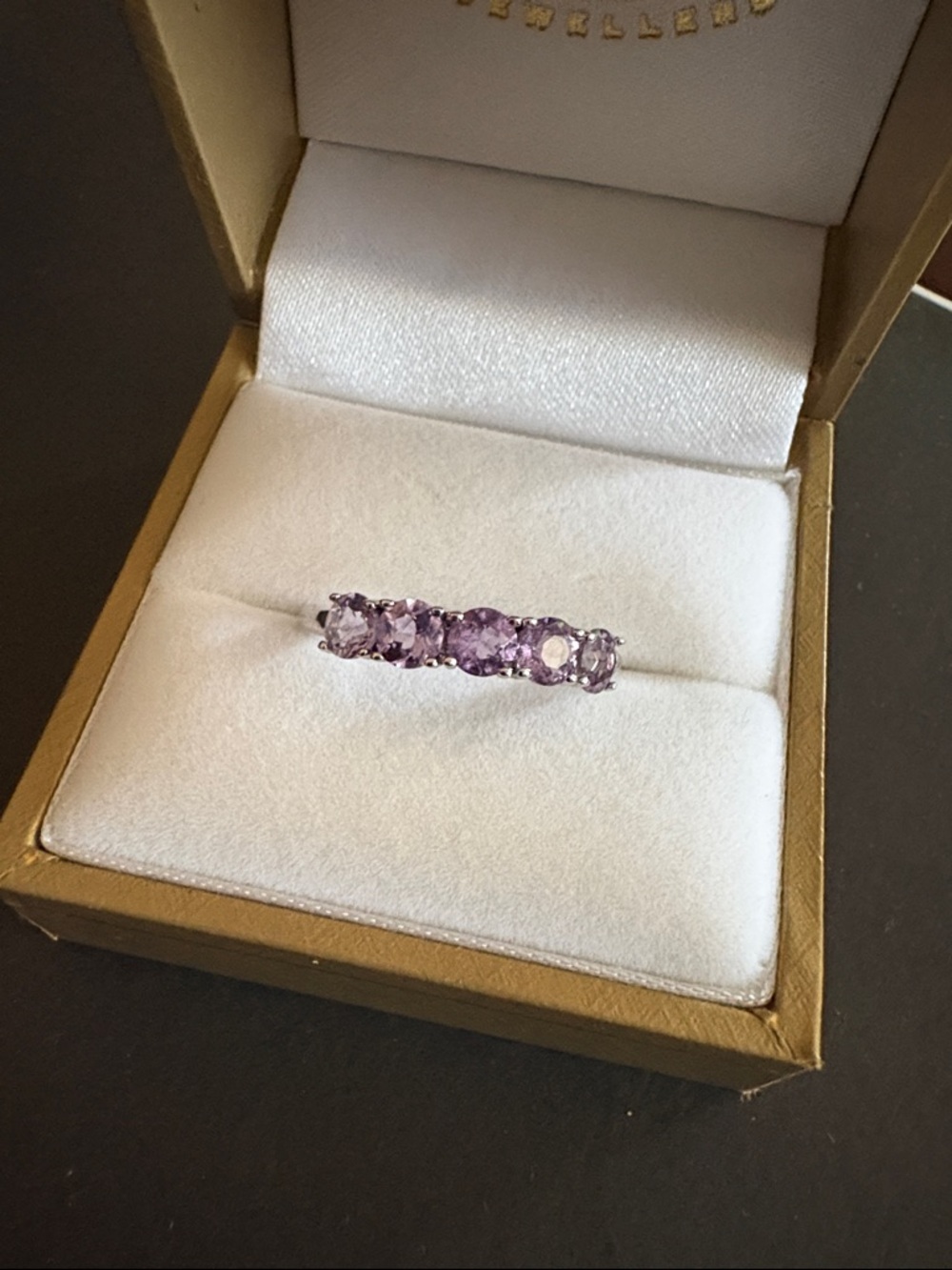 925 SS Genuine Amethyst Gemstone Band Ring